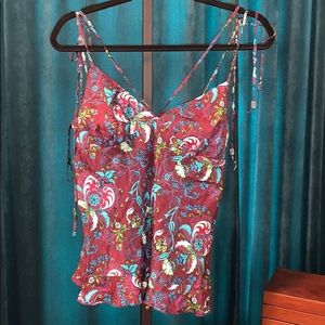 Guess Silk spaghetti strap cami purple and blue